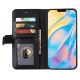 Fourre iPhone 12 / 12 Pro - GEBEi Yaqi séries luxe en cuir véritable, porte-cartes, support vidéo - Noir