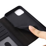 iPhone 12 / 12 Pro Case Hülle - GEBEi Yaqi series Luxus, Echtleder, Kartenhalter, Videohalter - Schwarz