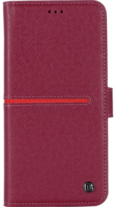 Fourre iPhone 12 / 12 Pro - GEBEi Yaqi séries luxe en cuir véritable, porte-cartes, support vidéo - Rouge