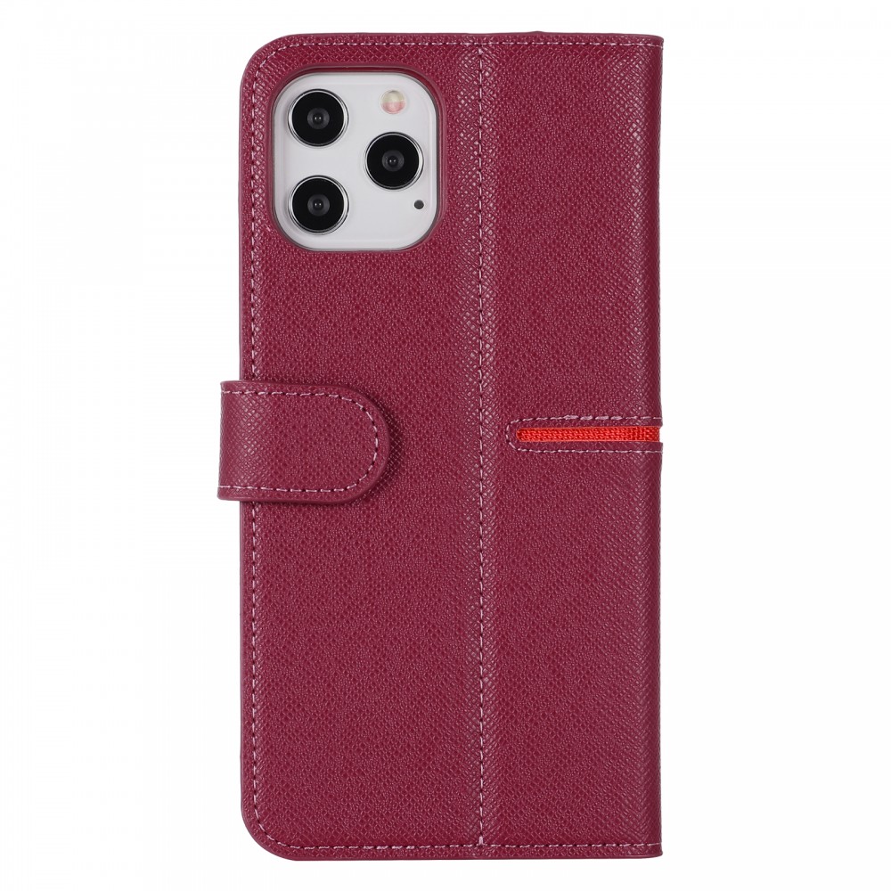 Fourre iPhone 12 / 12 Pro - GEBEi Yaqi séries luxe en cuir véritable, porte-cartes, support vidéo - Rouge