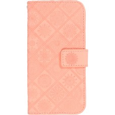 iPhone 13 Pro Max Case Hülle - Premium Flip Wallet Kautschuk oriental Muster mit Magnetverschluss - Rosa