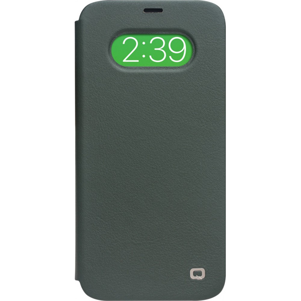 Fourre iPhone 12 / 12 Pro - Qialino Window Flip cuir véritable - Vert