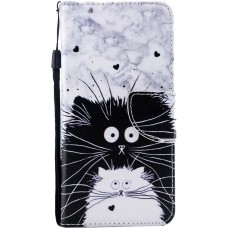 Hülle iPhone X / Xs - Flip Schwarz-weiße Katze