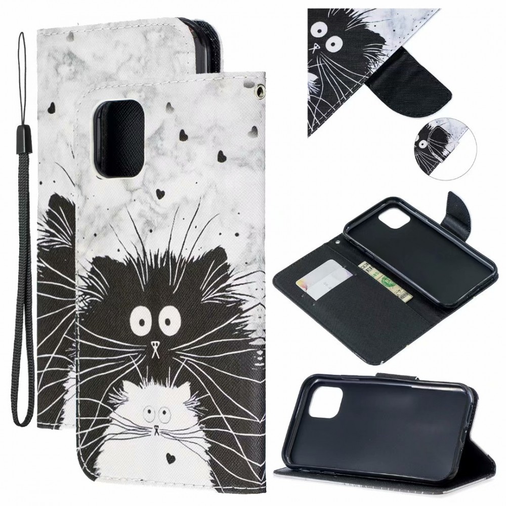 Hülle iPhone 11 - Flip Schwarz-weiße Katze