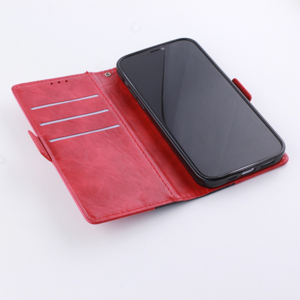 Fourre iPhone 12 Pro Max - Wallet Duo noir - Rouge