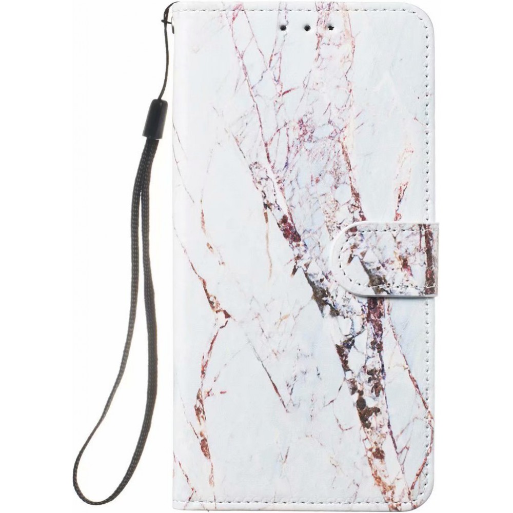 Hülle iPhone 13 - Flip Marble - Weiss