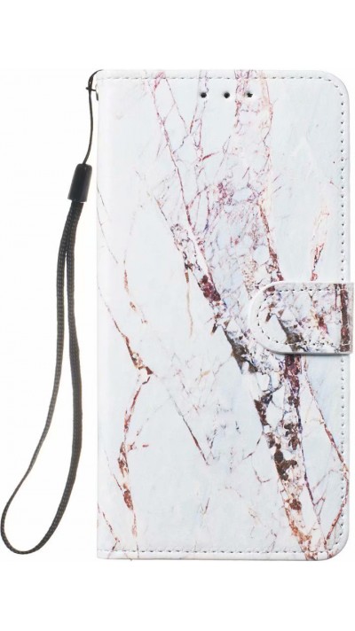 Fourre iPhone 13 - Flip Marble - Blanc