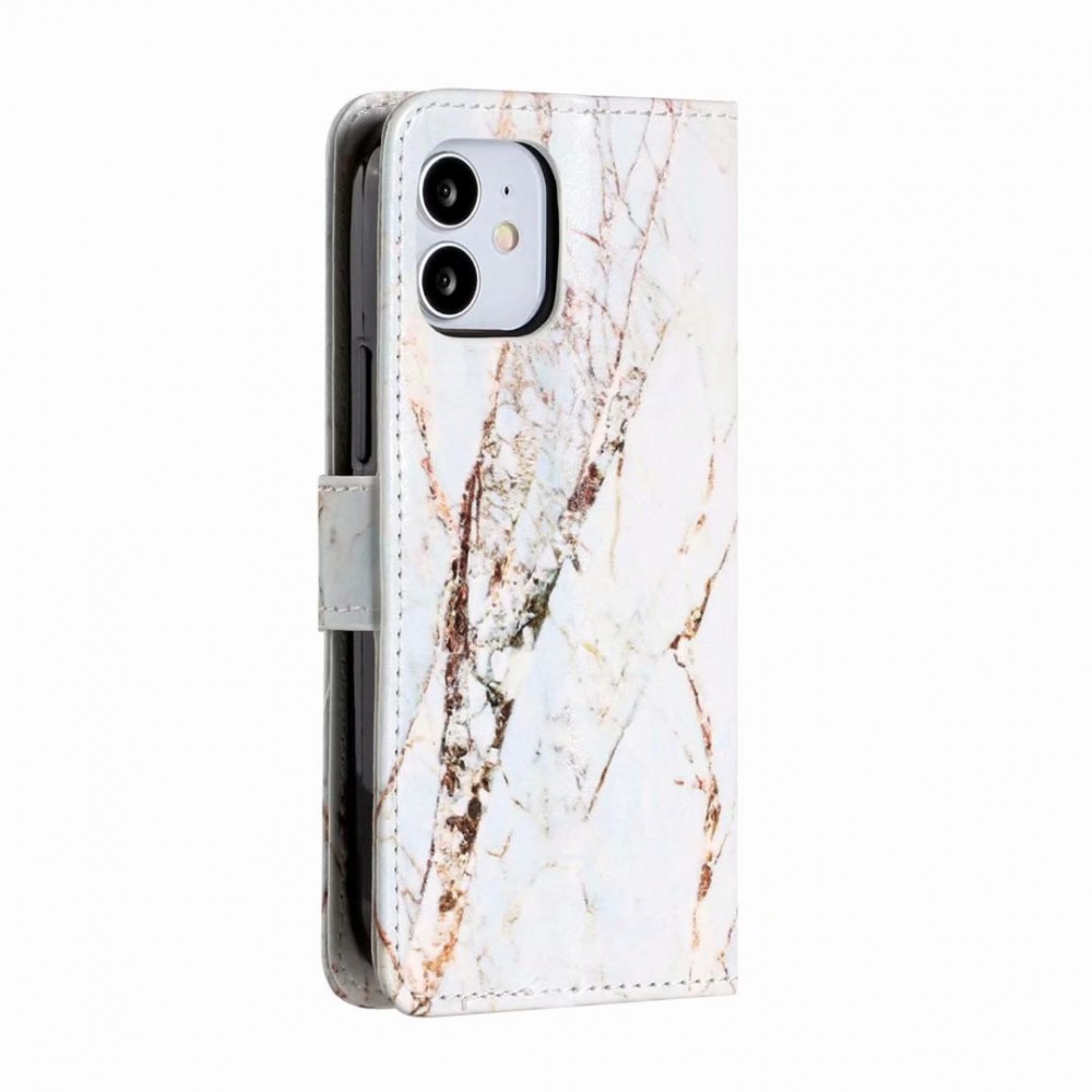 Hülle iPhone 13 - Flip Marble - Weiss