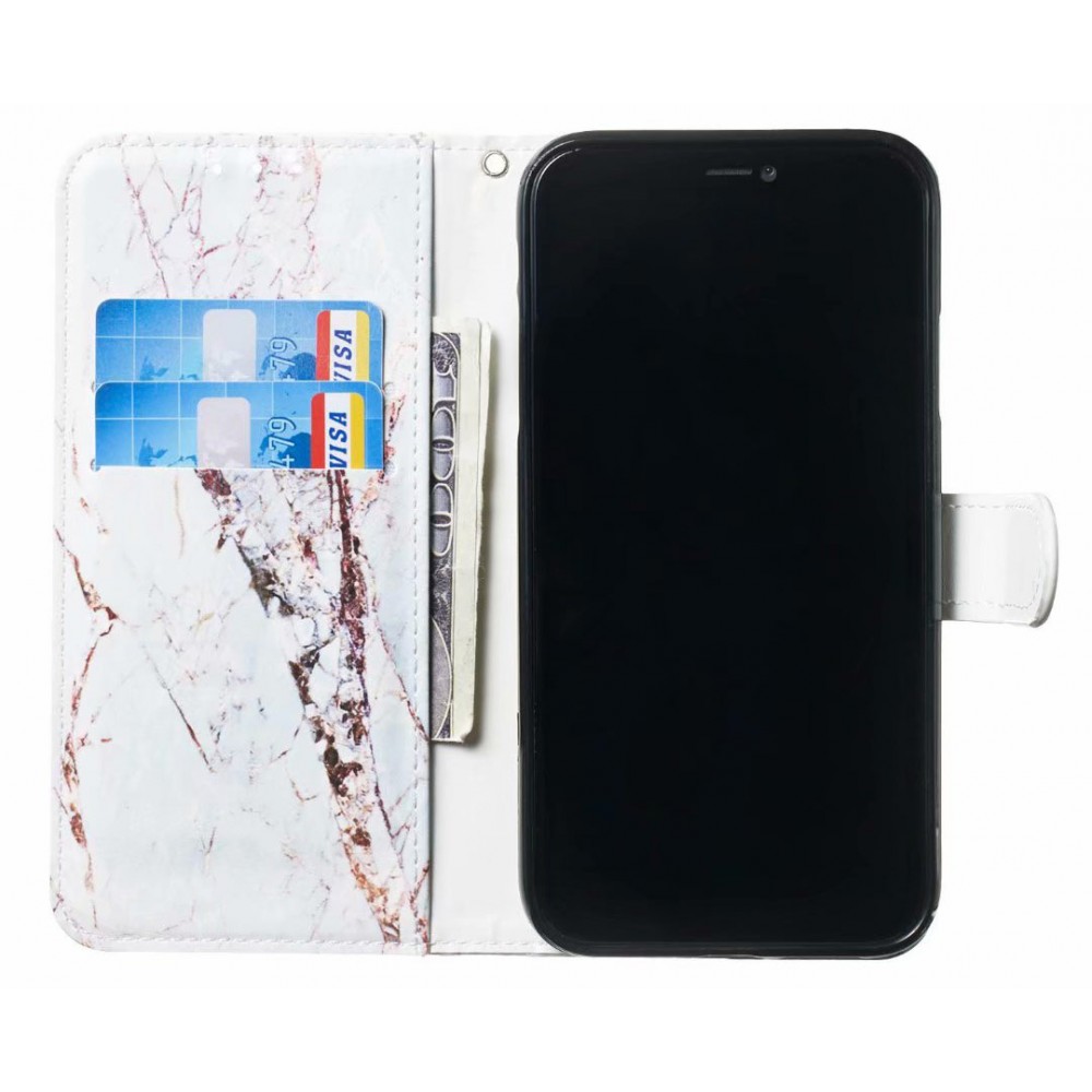 Hülle iPhone 13 - Flip Marble - Weiss