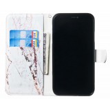 Fourre iPhone 13 Pro - Flip Marble - Blanc