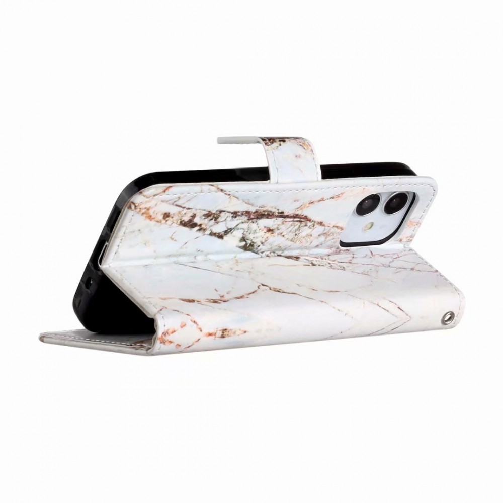 Hülle iPhone 13 - Flip Marble - Weiss
