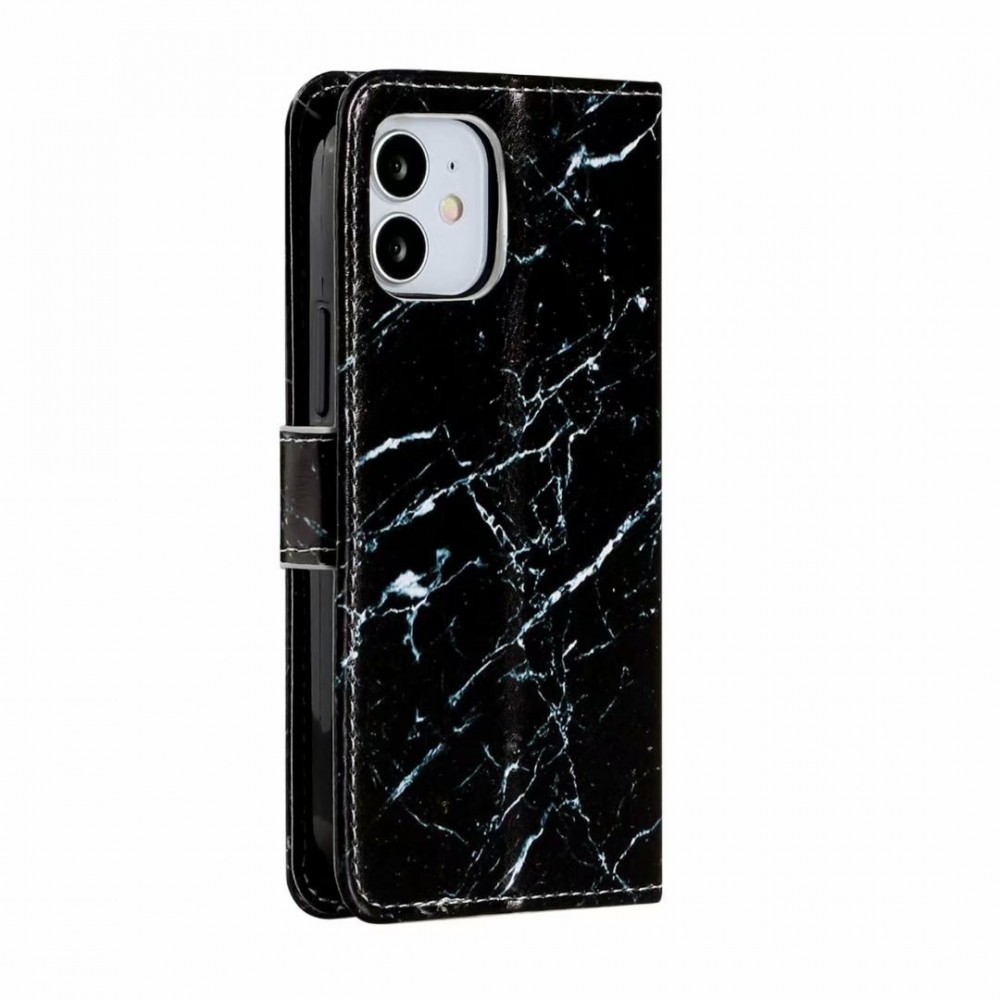 Fourre iPhone 12 Pro Max - Flip Marble - Noir