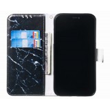 Fourre iPhone 11 - Flip Marble - Noir