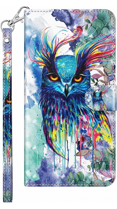 Fourre iPhone 12 Pro Max - 3D Flip Hibou multicol- Or