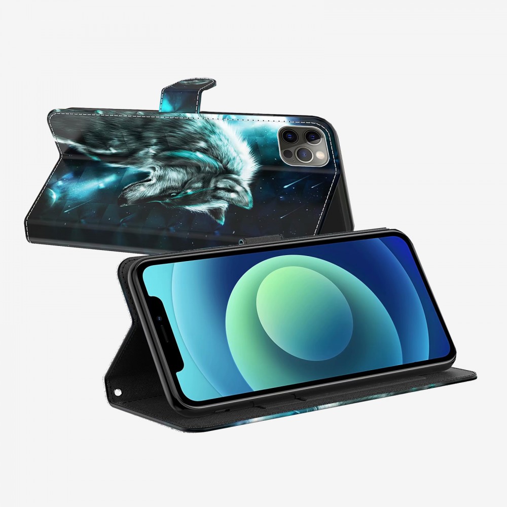 Fourre iPhone 13 - 3D Flip Wolf Universe