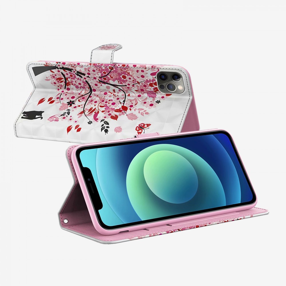 Fourre iPhone X / Xs - 3D Flip arbre en fleur