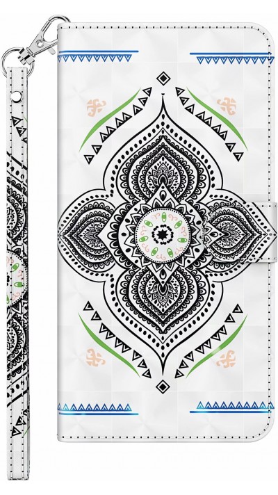 Fourre iPhone 12 Pro Max - 3D Flip mandala - Blanc