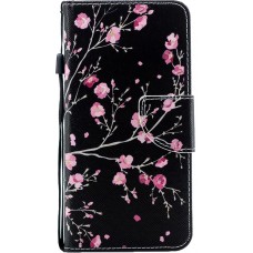 Fourre iPhone 13 - Flip fleurs cerisier - Noir
