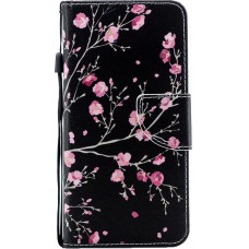 Fourre iPhone 7 / 8 / SE (2020, 2022) - Flip fleurs cerisier - Noir