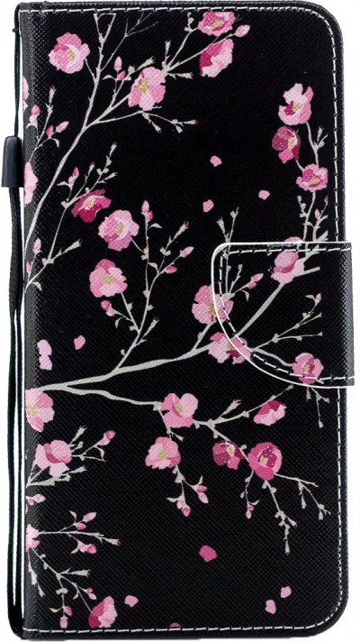 Fourre iPhone 11 Pro Max - Flip fleurs cerisier - Noir