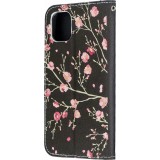 Fourre iPhone 13 mini - Flip fleurs cerisier - Noir