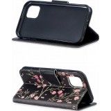 Fourre iPhone 12 Pro Max - Flip fleurs cerisier - Noir