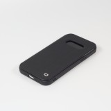 Fourre iPhone 13 mini - Qialino Window Flip cuir véritable - Noir