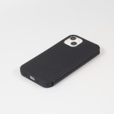 Fourre iPhone 13 mini - Qialino Window Flip cuir véritable - Noir