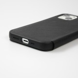 Fourre iPhone 13 mini - Qialino Window Flip cuir véritable - Noir