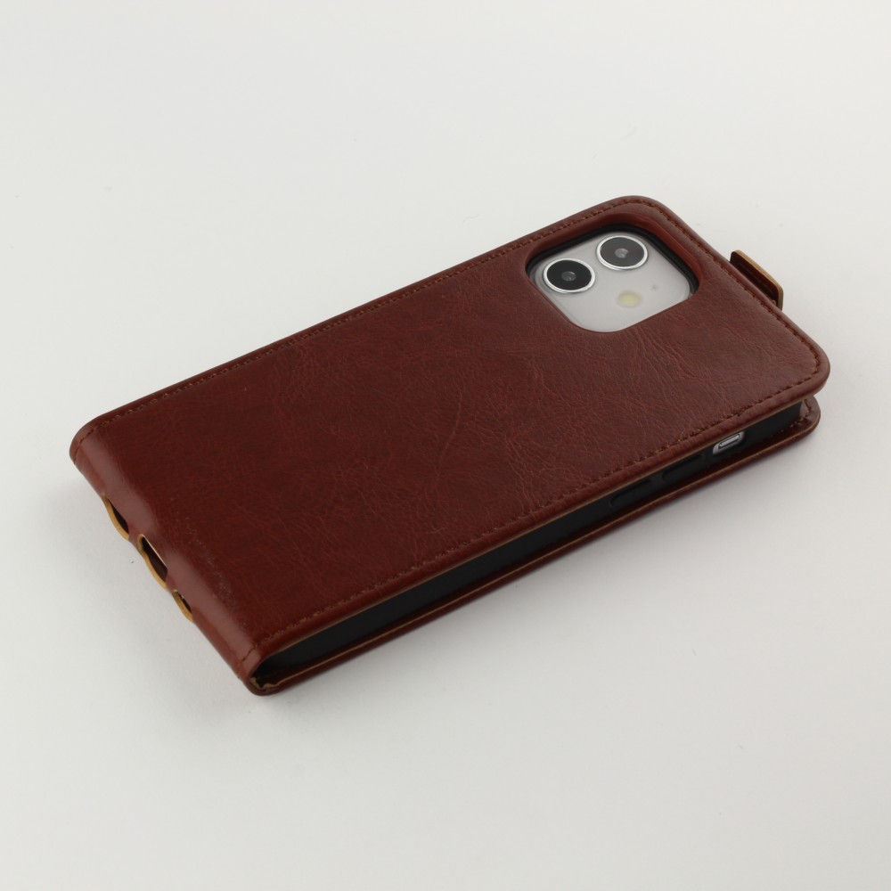 Fourre iPhone 12 mini - Vertical Flip - Brun