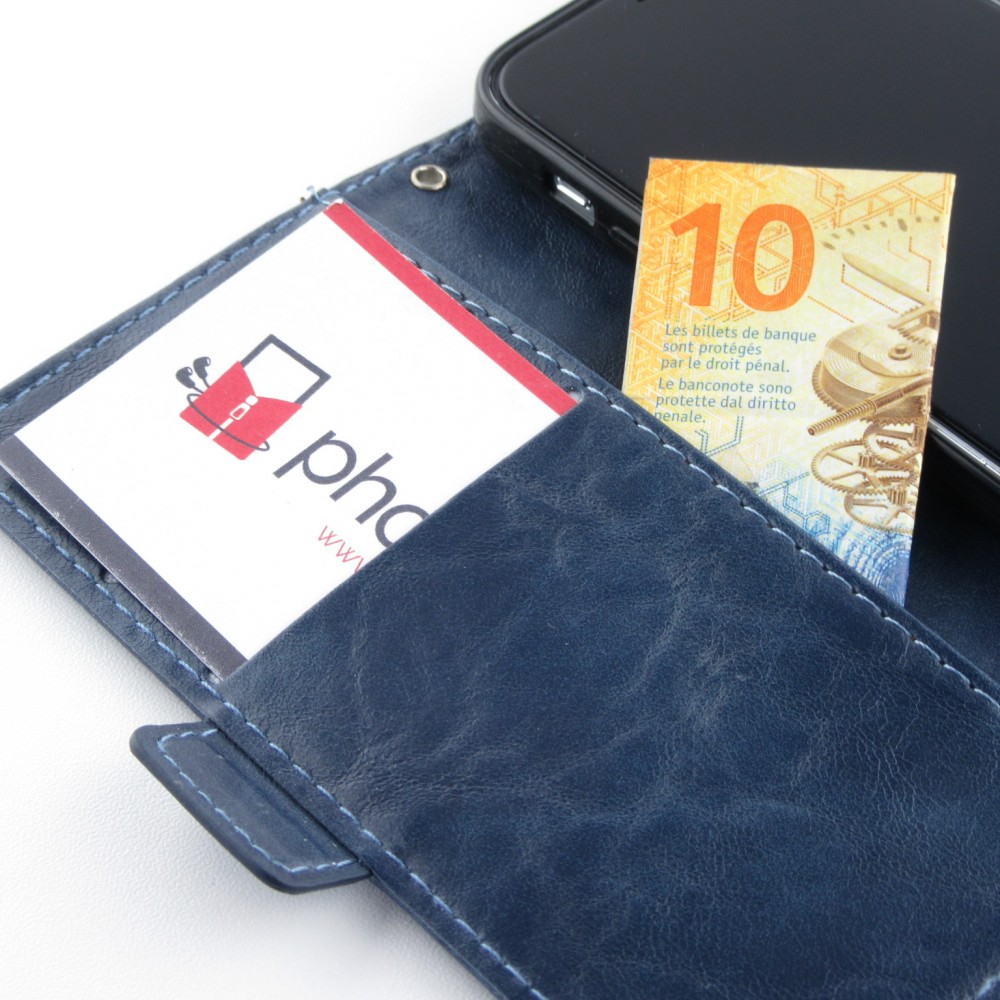 Fourre iPhone 12 mini - Wallet Duo noir - Bleu