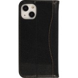 Fourre iPhone 13 - Flip Fierre Shann cuir véritable - Noir