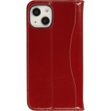 Fourre iPhone 13 - Flip Fierre Shann cuir véritable - Rouge