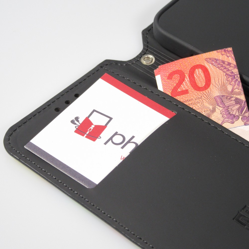 Fourre iPhone 13 - Flip Géométrique triangles avec rangement pour cartes de crédit, billet, carte SIM