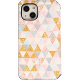 iPhone 13 Case Hülle - Flip Geometrische Dreiecke mit Ablage für Kreditkarten, Ticket, SIM-Karte