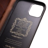 iPhone 13 Case Hülle - Qialino Flip Echtleder - Braun