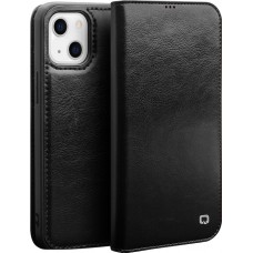 Fourre iPhone 13 - Flip Qialino cuir véritable - Noir