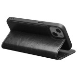 Fourre iPhone 13 - Flip Qialino cuir véritable - Noir