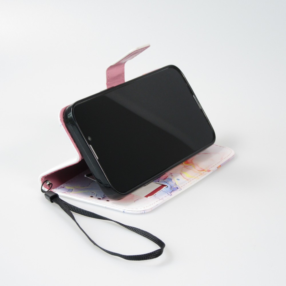 iPhone 13 Case Hülle - Flip Wallet Liquid Color mit Magnet Verschluss - Calm Cloud