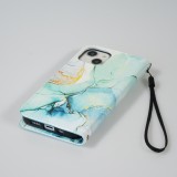 Fourre iPhone 13 - Flip Wallet Liquid Color avec fermeture à aimant - Mint Wave
