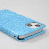 Fourre iPhone 13 - Flip Wallet fashion mandala design artistique - Bleu clair