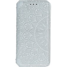 iPhone 13 Case Hülle - Flip Wallet Fashion künstlerisches Mandala Design  - Grau