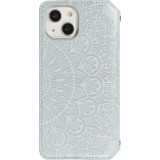 iPhone 13 Case Hülle - Flip Wallet Fashion künstlerisches Mandala Design  - Grau