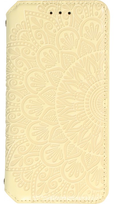 iPhone 13 Case Hülle - Flip Wallet Fashion künstlerisches Mandala Design  - Gelb