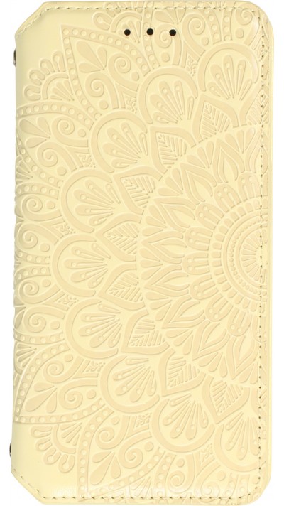 iPhone 13 Case Hülle - Flip Wallet Fashion künstlerisches Mandala Design  - Gelb