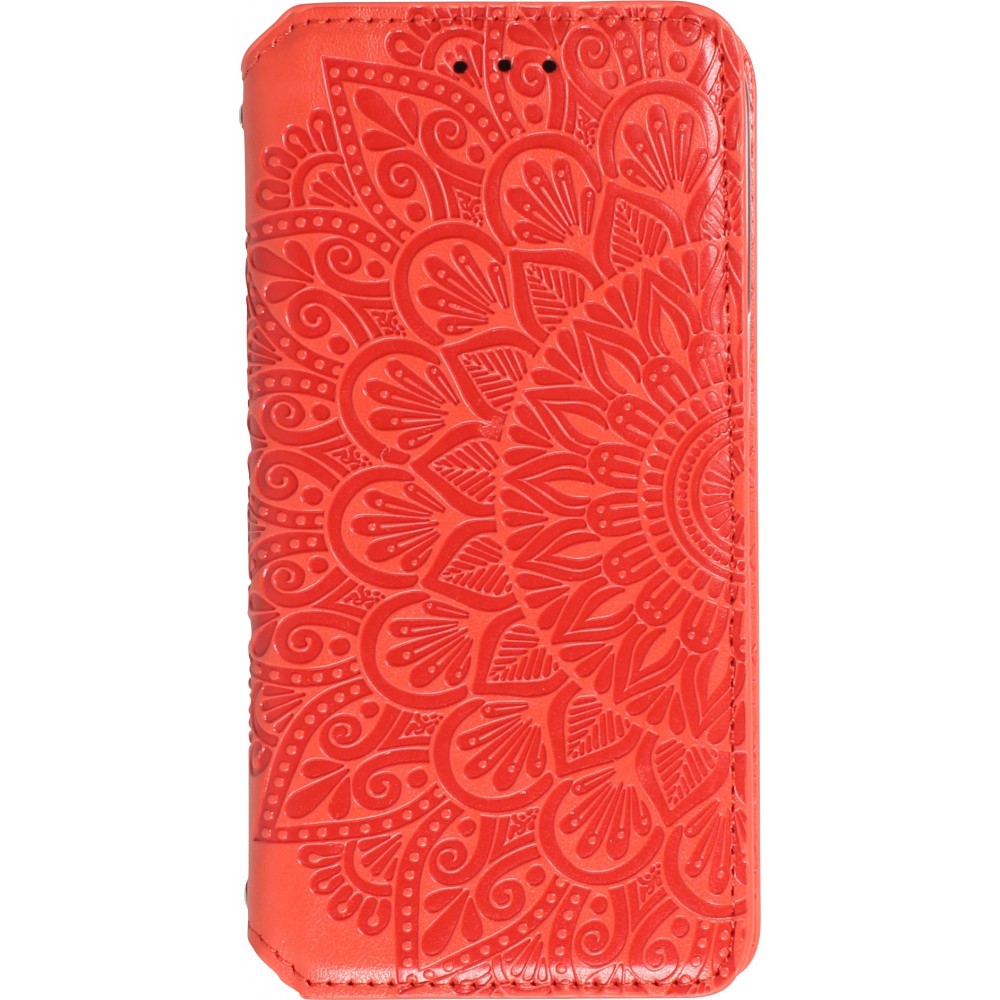 iPhone 13 Case Hülle - Flip Wallet Fashion künstlerisches Mandala Design  - Rot