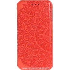 Fourre iPhone 13 - Flip Wallet fashion mandala design artistique - Rouge