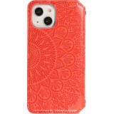 Fourre iPhone 13 - Flip Wallet fashion mandala design artistique - Rouge