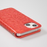 iPhone 13 Case Hülle - Flip Wallet Fashion künstlerisches Mandala Design  - Rot