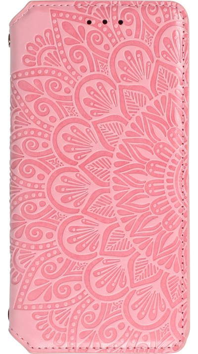 Fourre iPhone 13 - Flip Wallet fashion mandala design artistique - Saumon